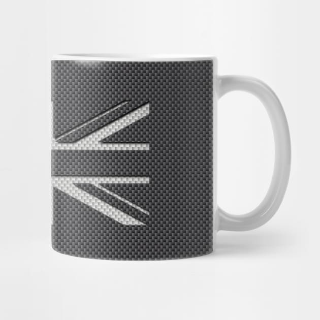 UK Flag Union Jack in Carbon Fiber White on Black by podartist